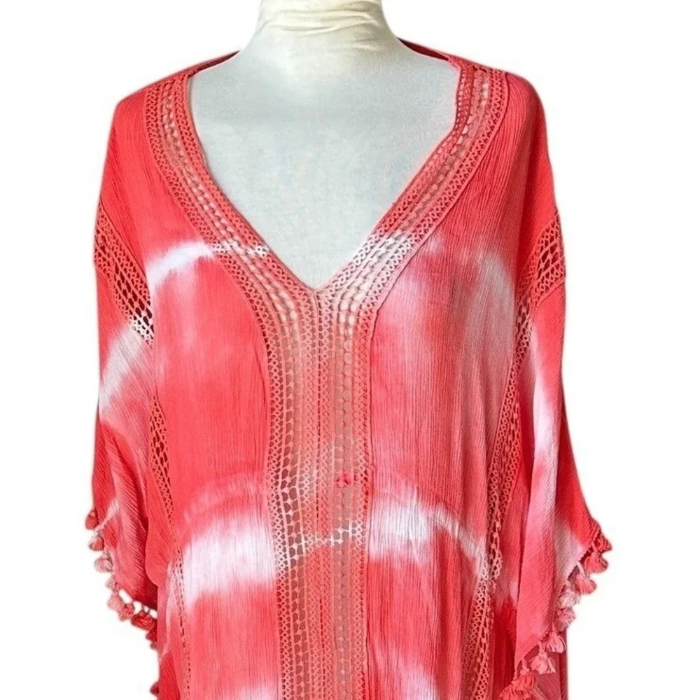 Michael Stars Kaftan Maxi Dress‎ Pink Cover Up Resort Coastal Grandmother OS